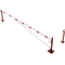 Swing barrier | with bracing tube and | pull rope reinforcement | to be fixed by plugs, hot-dip galvanized and red coated with white reflecting rings | Barrier arm length: 5000 mm | for padlock